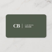 Carte De Visite Monogramme Vert Forêt Élégant Moderne (Devant)