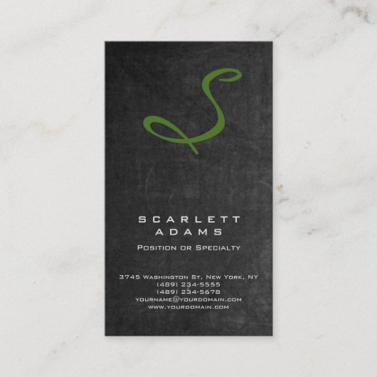 Carte De Visite Monogramme vert gris simple professionnel élégant (Devant)