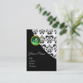 CARTE DE VISITE MONOGRAMME VERT JADE DAMASK (Debout devant)