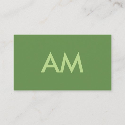 Carte De Visite Monogramme vert minimaliste (Devant)