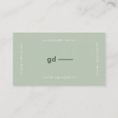 Carte De Visite Monogramme vert minimaliste moderne (Dos)