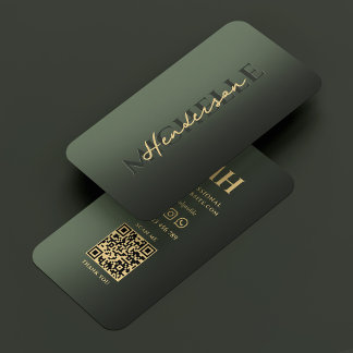 Carte De Visite Monogramme Vert Moderne Élégant Professionnel