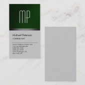 Carte de visite monogramme vert moderne élégante (Devant / Derrière)