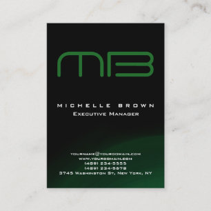 Carte De Visite Monogramme vert noir moderne professionnel