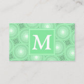 Carte De Visite Monogramme vert ressort cercles motif (Devant)