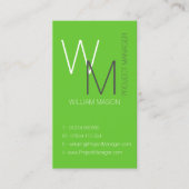 Carte de visite Monogramme vert simple et simple (Devant)