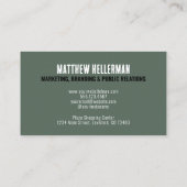 Carte De Visite Monogramme vert simple professionnel (Dos)