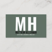 Carte De Visite Monogramme vert simple professionnel (Devant)