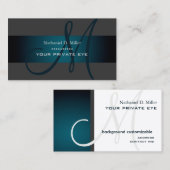 Carte De Visite Monogramme vert Turquoise/do-it-yourself couleur a (Devant / Derrière)