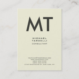 Carte De Visite Monogramme vertical audacieux tendance couleur bei