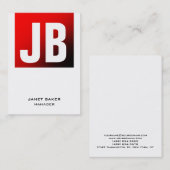 Carte De Visite Monogramme vertical blanc blanc rouge unique tenda (Devant / Derrière)