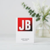 Carte De Visite Monogramme vertical blanc blanc rouge unique tenda (Debout devant)