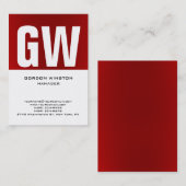 Carte De Visite Monogramme vertical blanc blanc rouge unique tenda (Devant / Derrière)