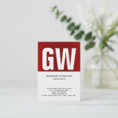 Carte De Visite Monogramme vertical blanc blanc rouge unique tenda (Debout devant)
