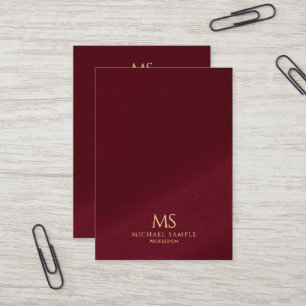 Carte De Visite Monogramme Vertical de Texte Doré Élégant de Taill