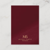 Carte De Visite Monogramme Vertical de Texte Doré Élégant de Taill (Devant)