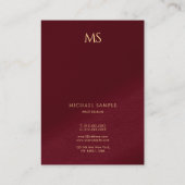 Carte De Visite Monogramme Vertical de Texte Doré Élégant de Taill (Dos)