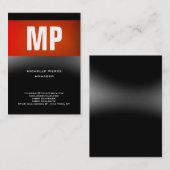 Carte De Visite Monogramme vertical gris rouge unique tendance (Devant / Derrière)