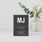 Carte De Visite Monogramme vertical gris unique tendance (Debout devant)