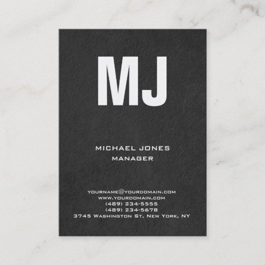 Carte De Visite Monogramme vertical gris unique tendance (Devant)