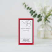 Carte de visite monogramme vertical noir (Debout devant)