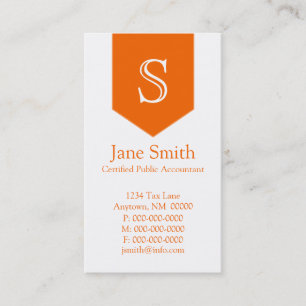 Carte de visite Monogramme vertical, orange