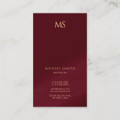 Carte De Visite Monogramme Vertical Texte Or Élégant Professionnel (Dos)