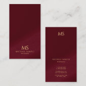 Carte De Visite Monogramme Vertical Texte Or Élégant Professionnel (Devant / Derrière)