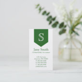Carte de visite Monogramme vertical, Vert (Debout devant)