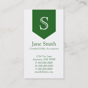 Carte de visite Monogramme vertical, Vert