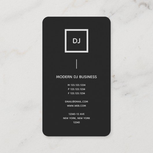 Carte De Visite Monogramme| Vertical Vinyl Record DJ (Dos)