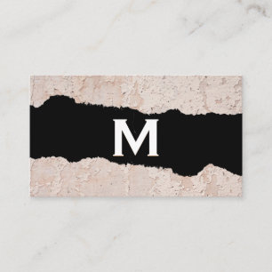 Carte De Visite Monogramme   Vieux mur   Effet Torn