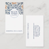 Carte De Visite Monogramme Vins Bleus Fleurs Roses Artiste (Devant / Derrière)