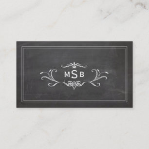Carte De Visite Monogramme vintage noir Russe Chalkboard