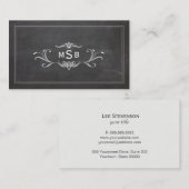 Carte De Visite Monogramme vintage noir Russe Chalkboard (Devant / Derrière)
