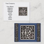 Carte De Visite Monogramme vintage R Art Nouveau (Devant / Derrière)