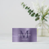 Carte De Visite Monogramme violet en métal brossé professionnel mo (Debout devant)