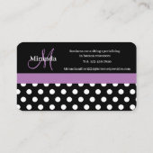 Carte De Visite Monogramme violet noir blanc Polka point (Dos)