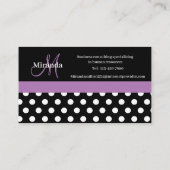 Carte De Visite Monogramme violet noir blanc Polka point (Dos)