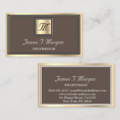 Carte De Visite Monogramme VIP à café doré professionnel encadré (Devant / Derrière)
