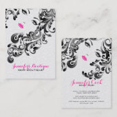 Carte De Visite Monogramme Visage Rose et Noir Blanc 3 (Devant / Derrière)