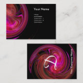 Carte De Visite MONOGRAMME VORTEX CLAIR Vibrant noir rose violet (Devant / Derrière)