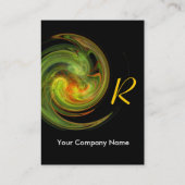 Carte De Visite MONOGRAMME VORTEX LUMINEUX Vibrant noir jaune vert (Dos)