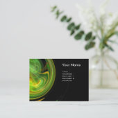 Carte De Visite MONOGRAMME VORTEX LUMINEUX Vibrant noir jaune vert (Debout devant)