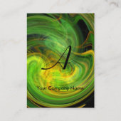 Carte De Visite MONOGRAMME VORTEX LUMINEUX Vibrant noir jaune vert (Dos)
