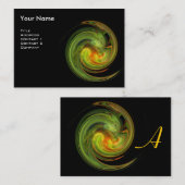 Carte De Visite MONOGRAMME VORTEX LUMINEUX Vibrant noir jaune vert (Devant / Derrière)
