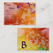 Carte De Visite monogramme WAVES 2, jaune marron violet vif (Devant / Derrière)