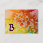 Carte De Visite monogramme WAVES 2, jaune marron violet vif (Dos)