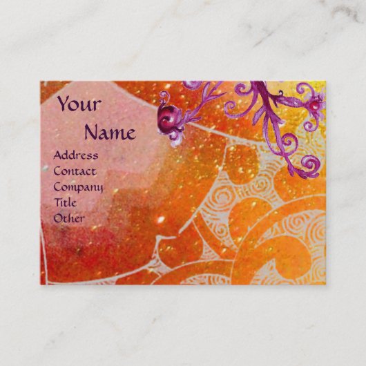 Carte De Visite monogramme WAVES 2, jaune marron violet vif (Devant)