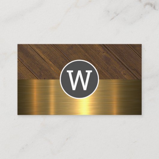 Carte De Visite Monogramme Wood Gold Metallic (Devant)